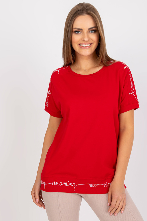 Sarkana ikdienas blūze ar īsām...