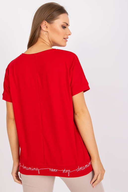 Sarkana ikdienas blūze ar īsām...