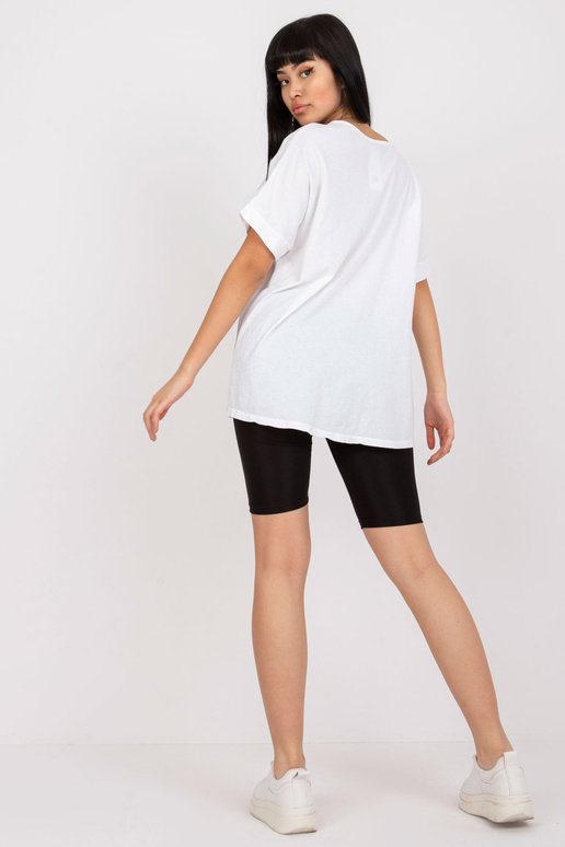 Balts un oranžs kokvilnas t-krekls ar...