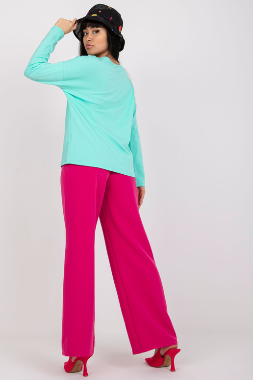 Tirkīza kokvilnas blūze ar garām...