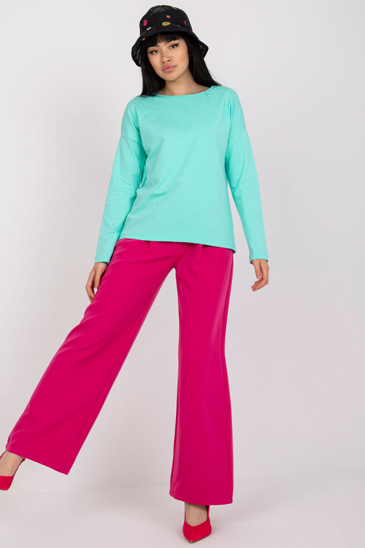 Tirkīza kokvilnas blūze ar garām...