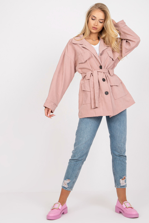 Netīri rozā sieviešu mētelis ar oderi