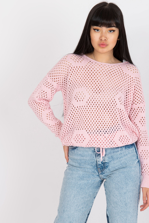 Bāli rozā klasisks džemperis ar ažūra...