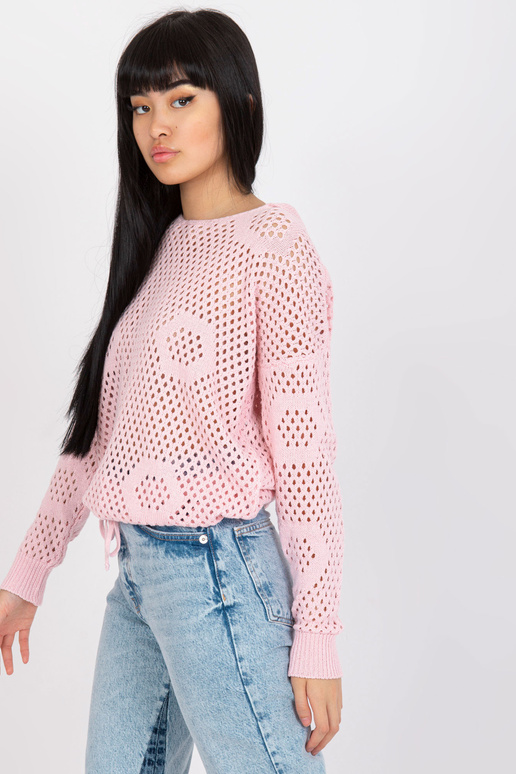 Bāli rozā klasisks džemperis ar ažūra...