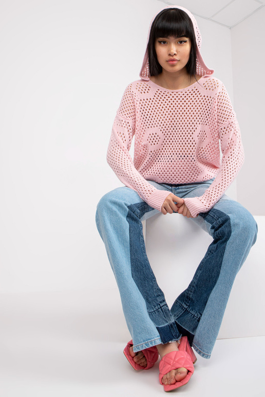 Bāli rozā klasisks džemperis ar ažūra...