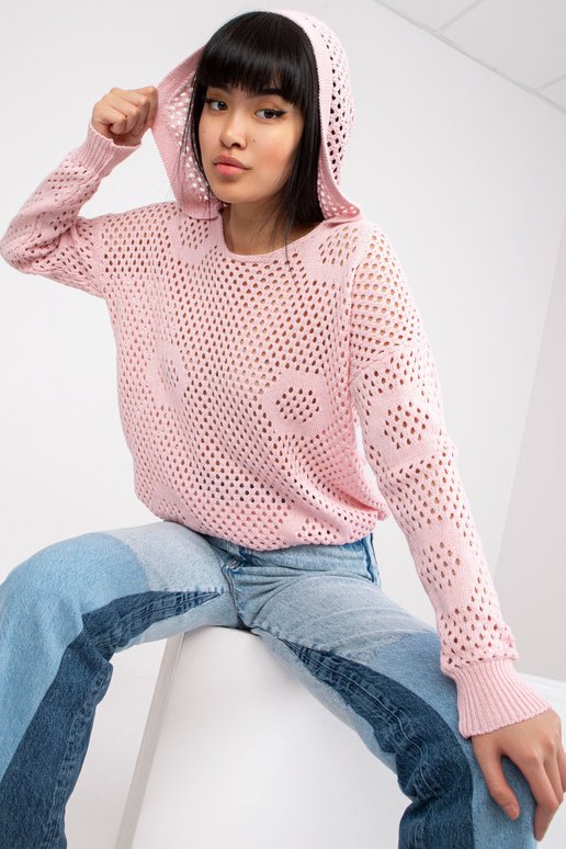 Bāli rozā klasisks džemperis ar ažūra...