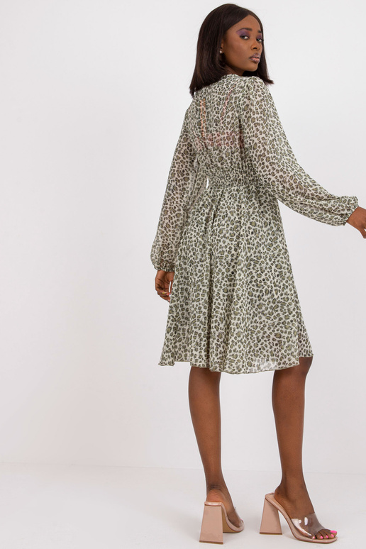 Haki-bēša uzplaiksnīta midi kleita ar...