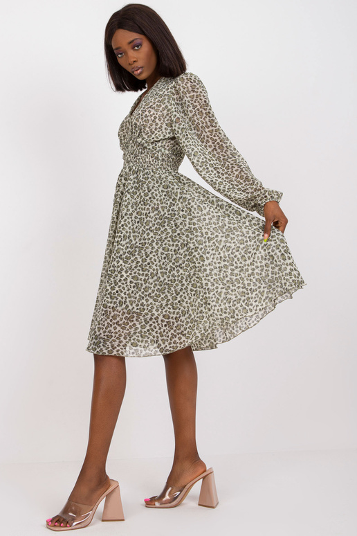 Haki-bēša uzplaiksnīta midi kleita ar...