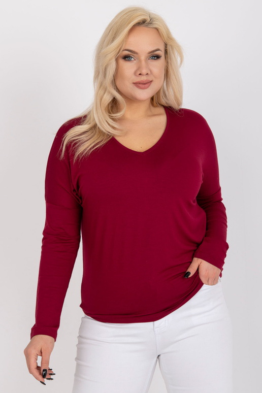 Burgundijas plus izmēra blūze ar...