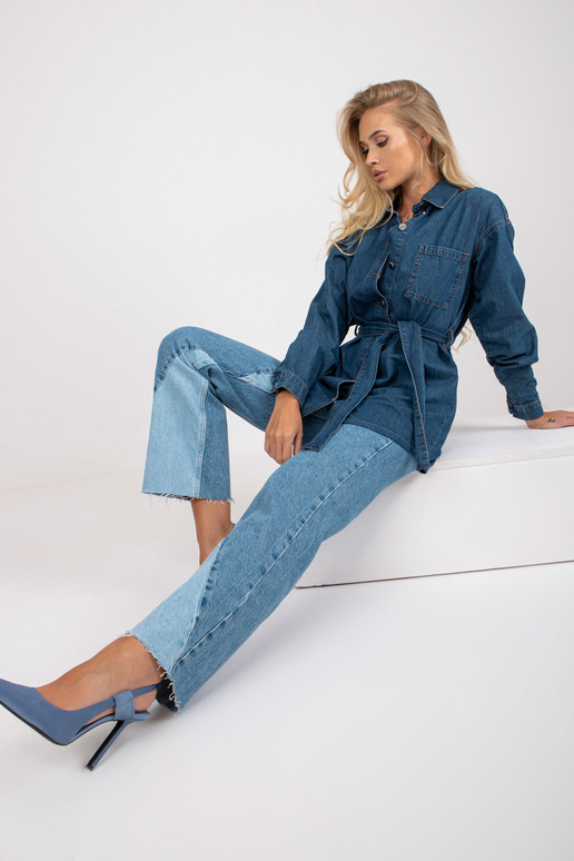 Zils sieviešu džinsa krekls ar jostu...