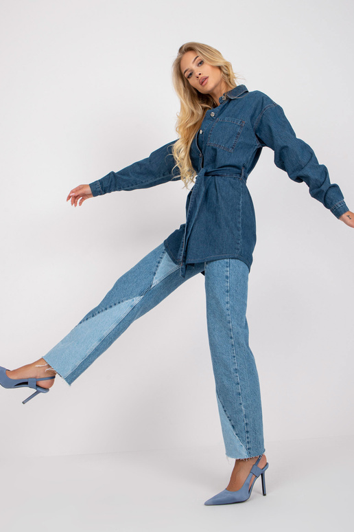 Zils sieviešu džinsa krekls ar jostu...