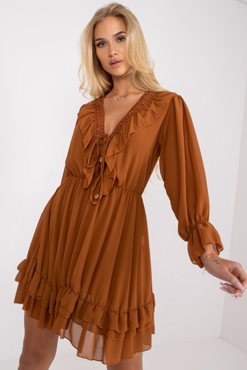 Brūns, īss volānu kleita ar...