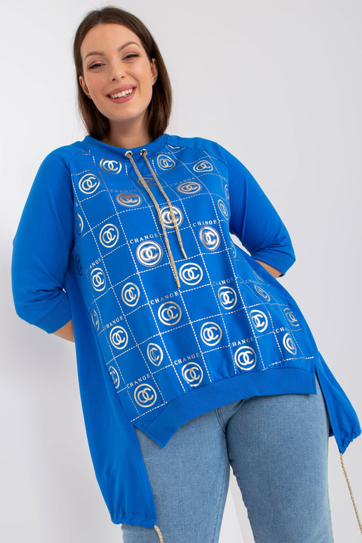 Tumši zila brīva liela izmēra blūze...