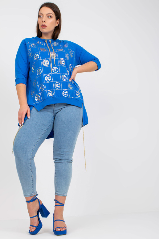 Tumši zila brīva liela izmēra blūze...