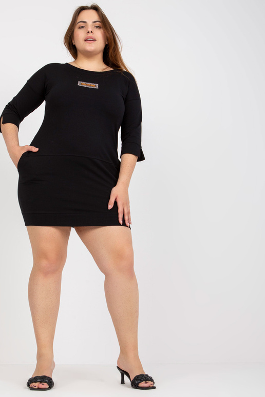 Melna liela izmēra mini džemperkleita...