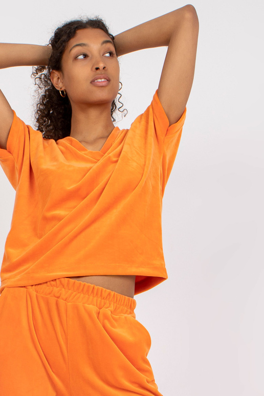 Oranžs velūra komplekts ar V veida...