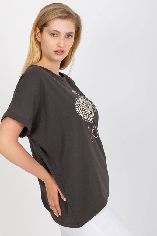 Haki krāsas kokvilnas t-krekls liela...