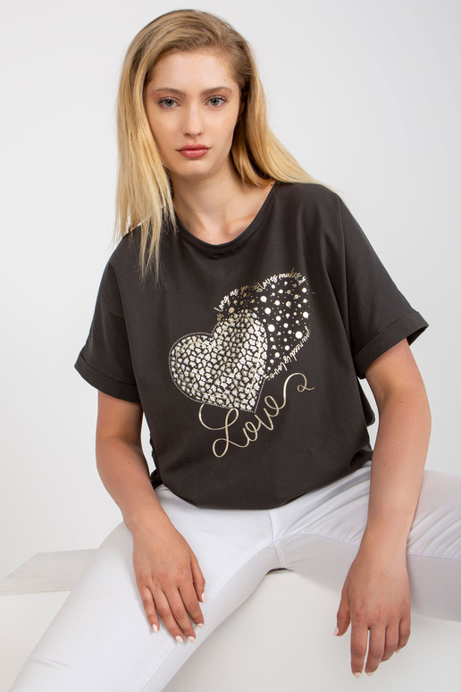 Haki krāsas kokvilnas t-krekls liela...