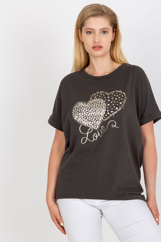 Haki krāsas kokvilnas t-krekls liela...