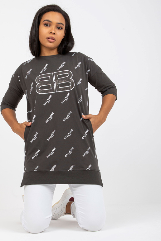 Khaki liela izmēra kokvilnas blūze ar...