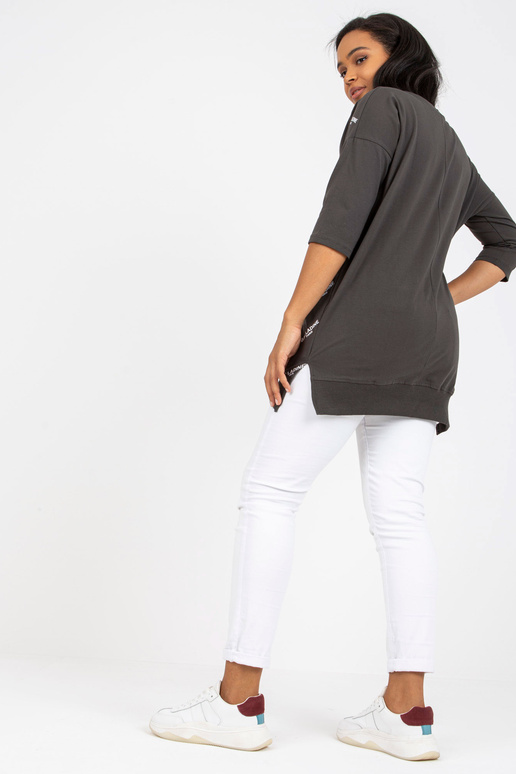 Khaki liela izmēra kokvilnas blūze ar...