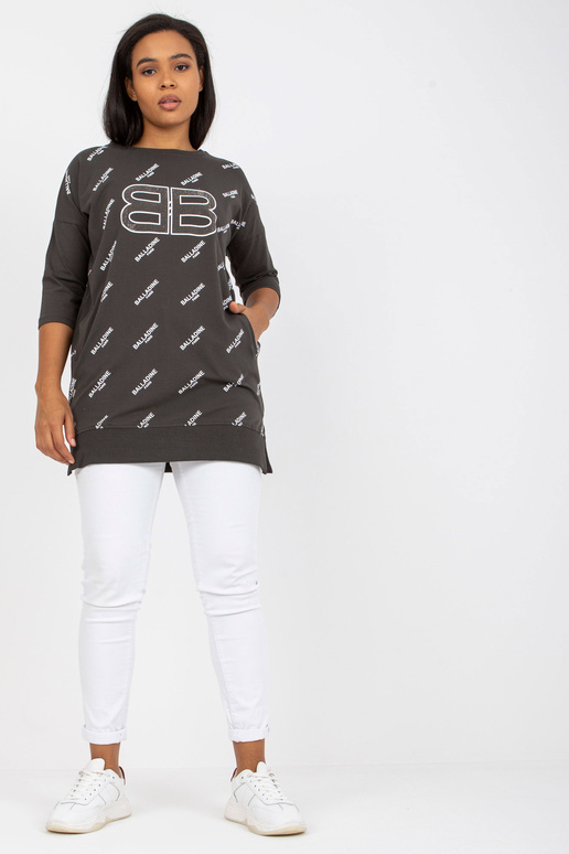 Khaki liela izmēra kokvilnas blūze ar...