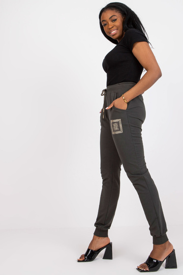 Khaki kokvilnas sporta bikses