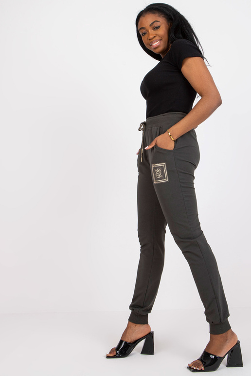 Khaki kokvilnas sporta bikses