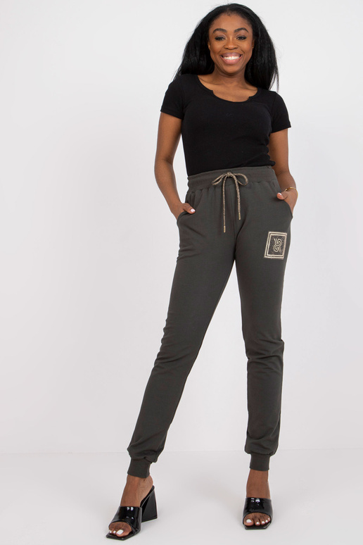 Khaki kokvilnas sporta bikses