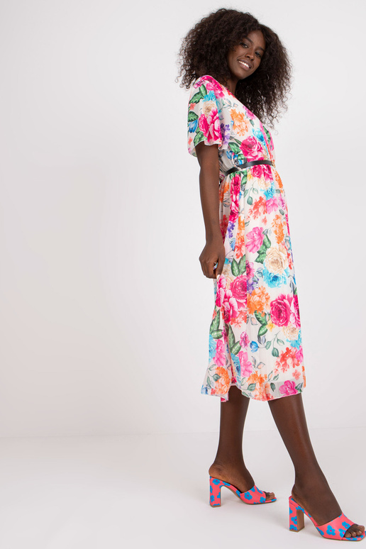 Gaiši bēša kleita ar ziedu apdruku un...