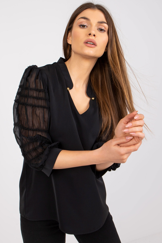 Melna brīva svinīga blūze ar 3/4...