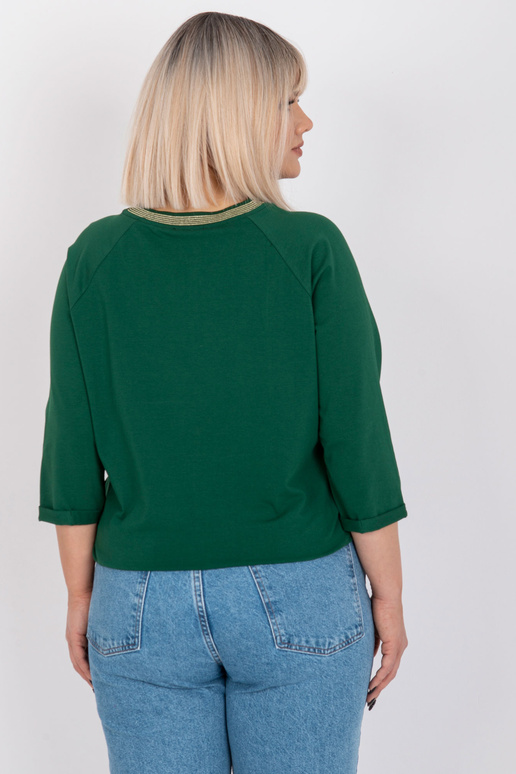 Tumši zaļa plus izmēra blūze ar...