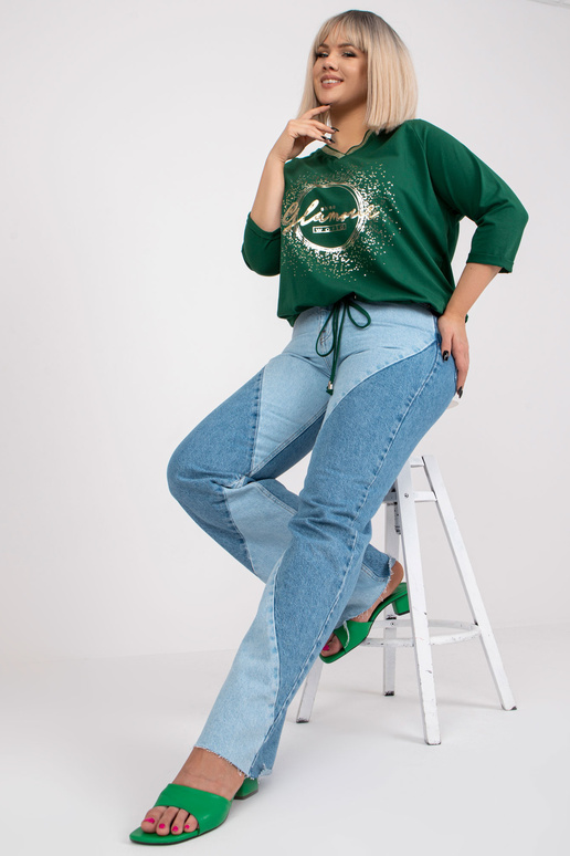 Tumši zaļa plus izmēra blūze ar...