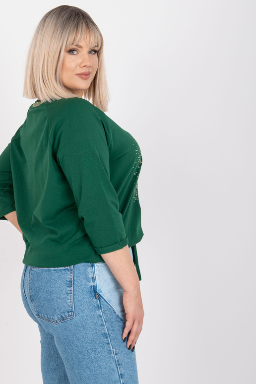 Tumši zaļa plus izmēra blūze ar...