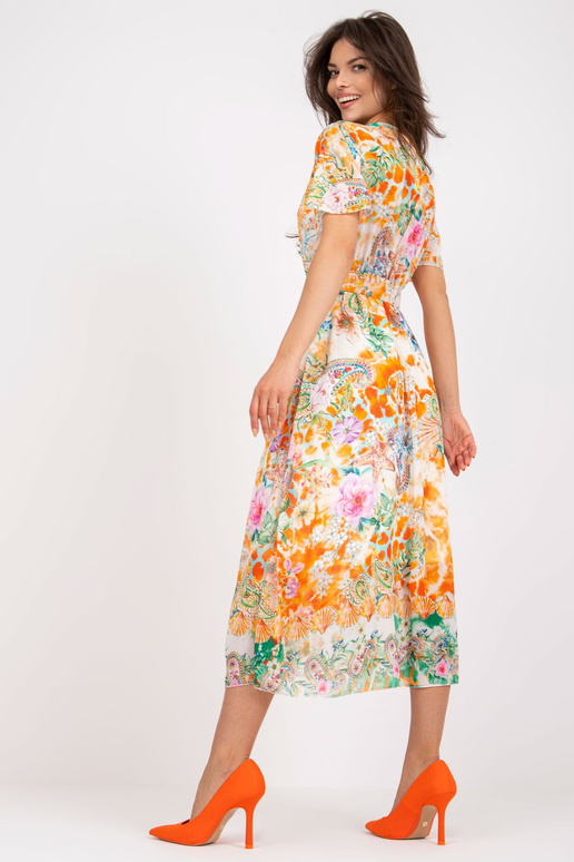 Oranža midi kleita ar apdrukām
