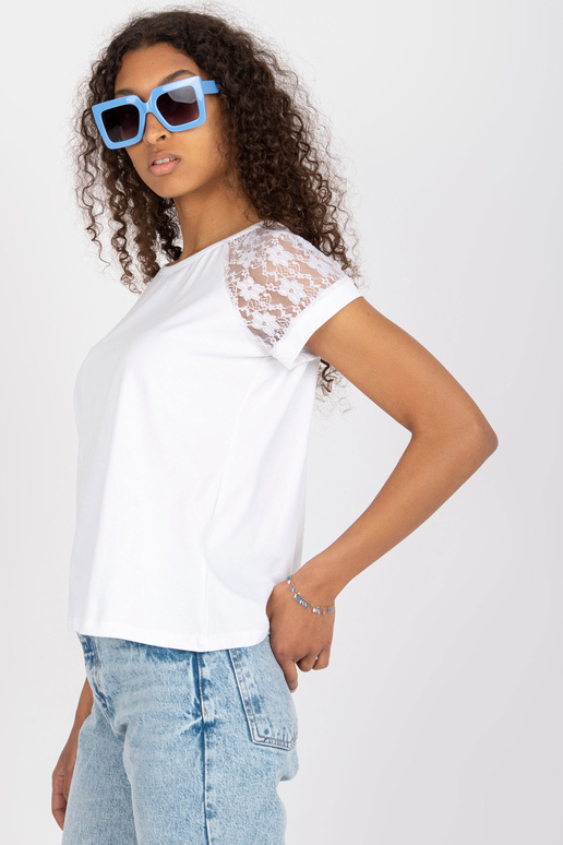 Balta kokvilnas ikdienas blūze ar...