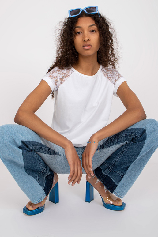 Balta kokvilnas ikdienas blūze ar...