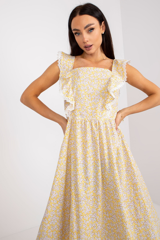 Dzeltena kokvilnas vasaras kleita ar...