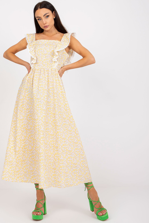 Dzeltena kokvilnas vasaras kleita ar...