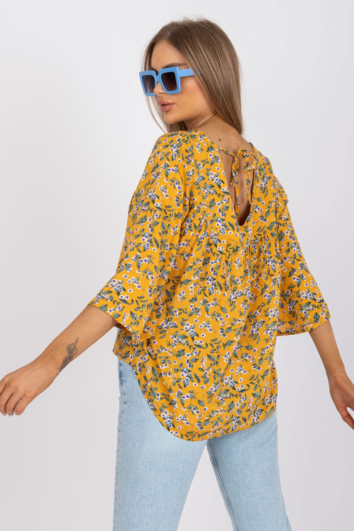 Dzeltena blūze ar ziedu apdruku ZULUNA
