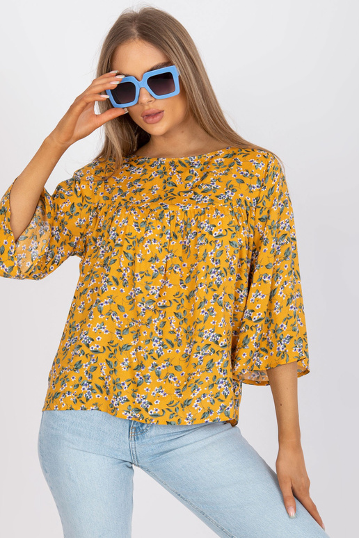 Dzeltena blūze ar ziedu apdruku ZULUNA