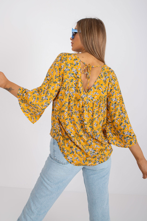 Dzeltena blūze ar ziedu apdruku ZULUNA