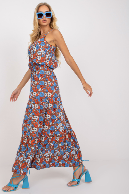 SUBLEVEL brūna puķaina maxi kleita ar...