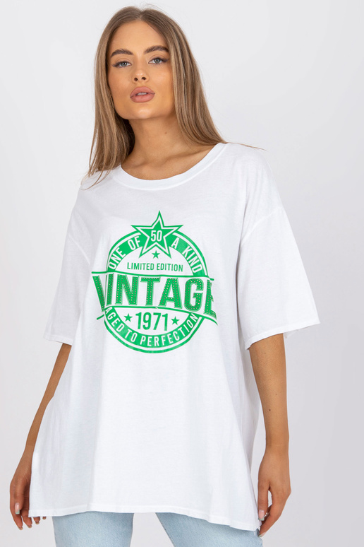 Balts un zaļš oversize t-krekls ar...