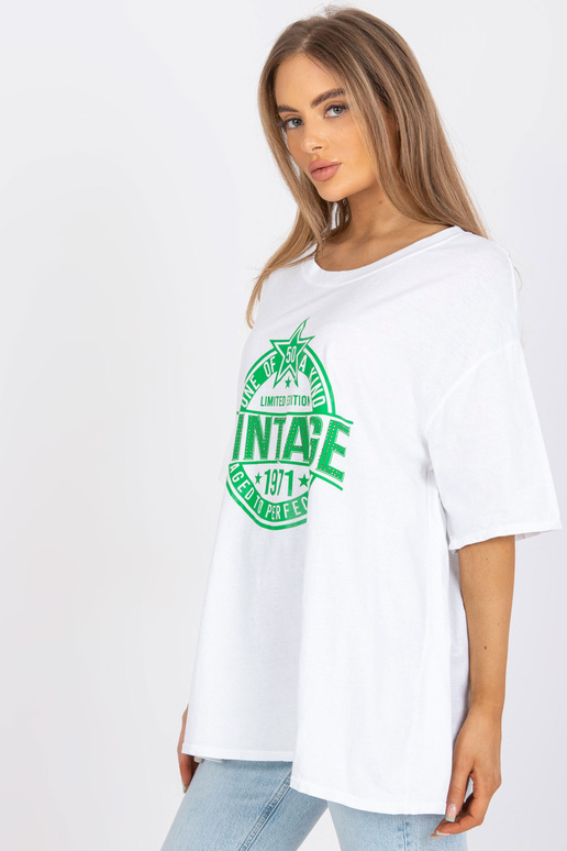 Balts un zaļš oversize t-krekls ar...