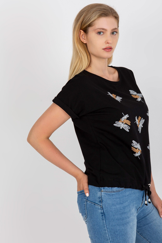 Melns liela izmēra kokvilnas T-krekls...