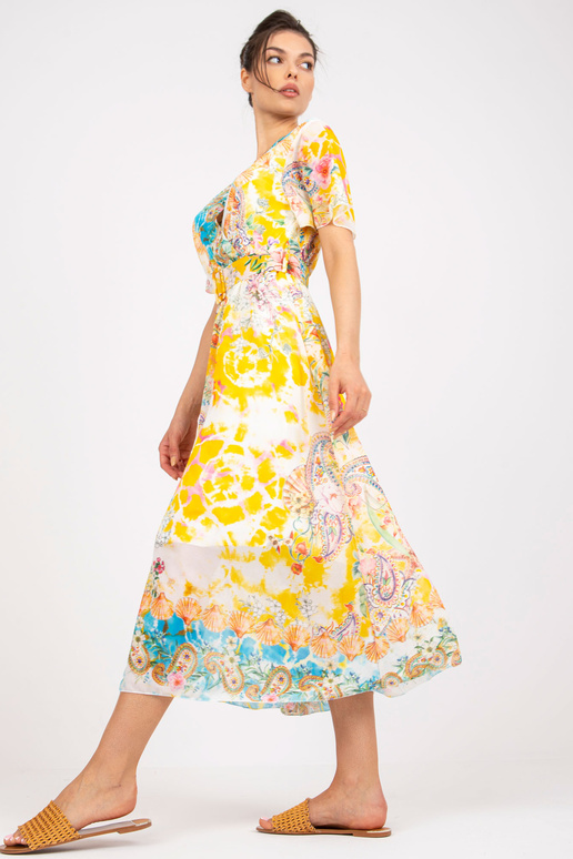 Dzeltena midi kleita ar apdrukām un...