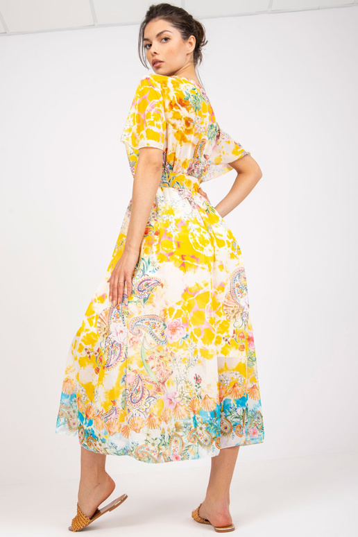 Dzeltena midi kleita ar apdrukām un...