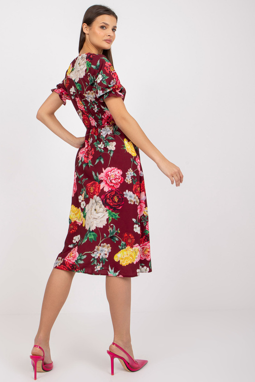 Burgundijas ziedu kleita ar midi...