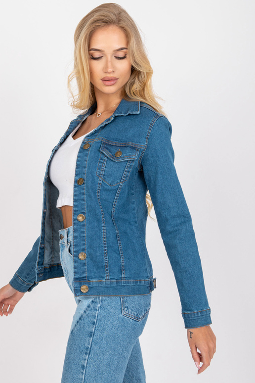 Zila džinsa jaka ar garām piedurknēm...